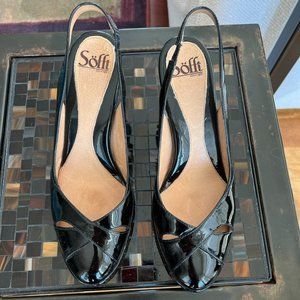 Sofft Black Patent Sling-back Heels